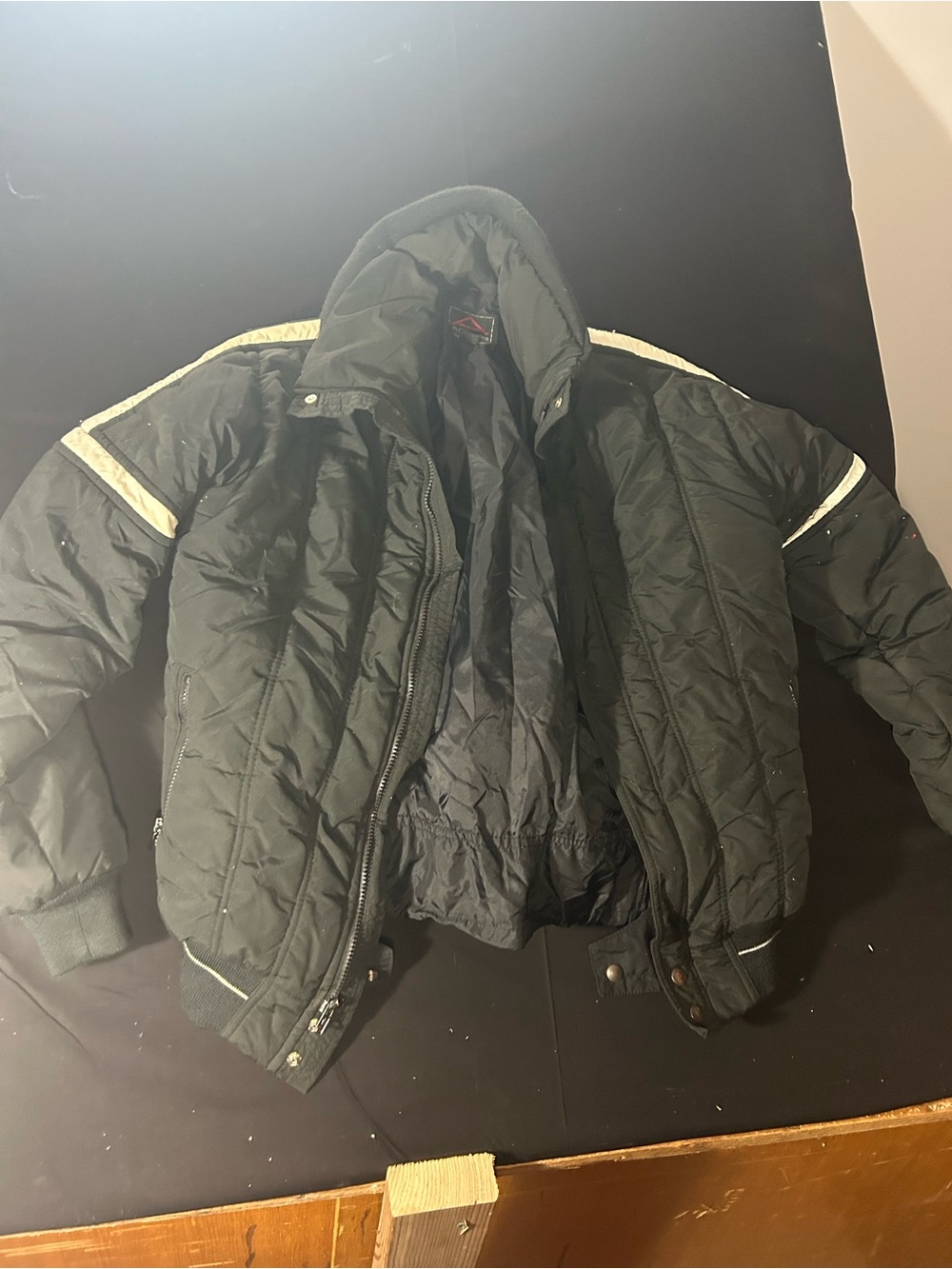 Ativa Black Puffer with white trim Jacket with Light Contrast Trim